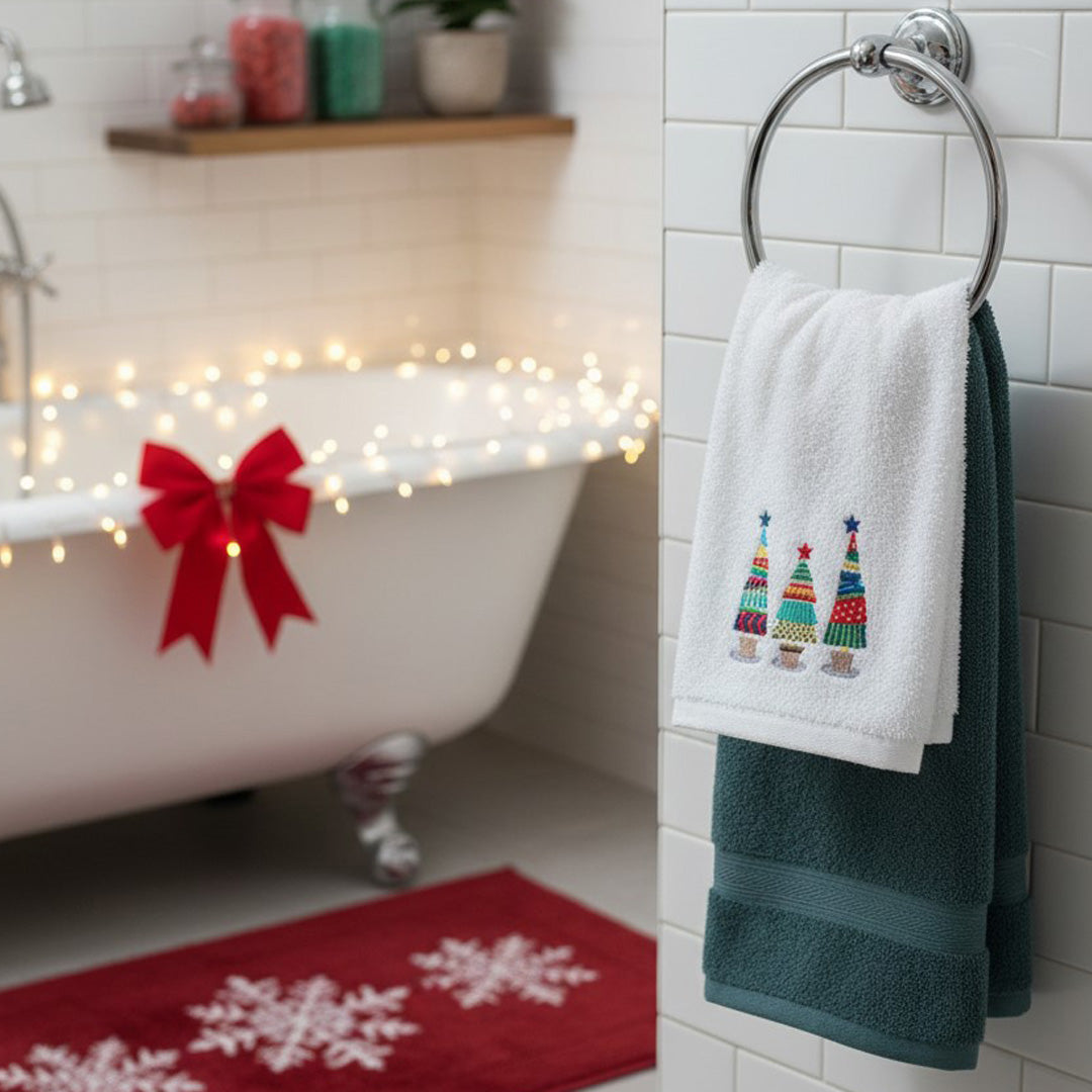 Weihnachtshandtuch – Besticktes Gästehandtuch mit Weihnachtsmotiv 0258