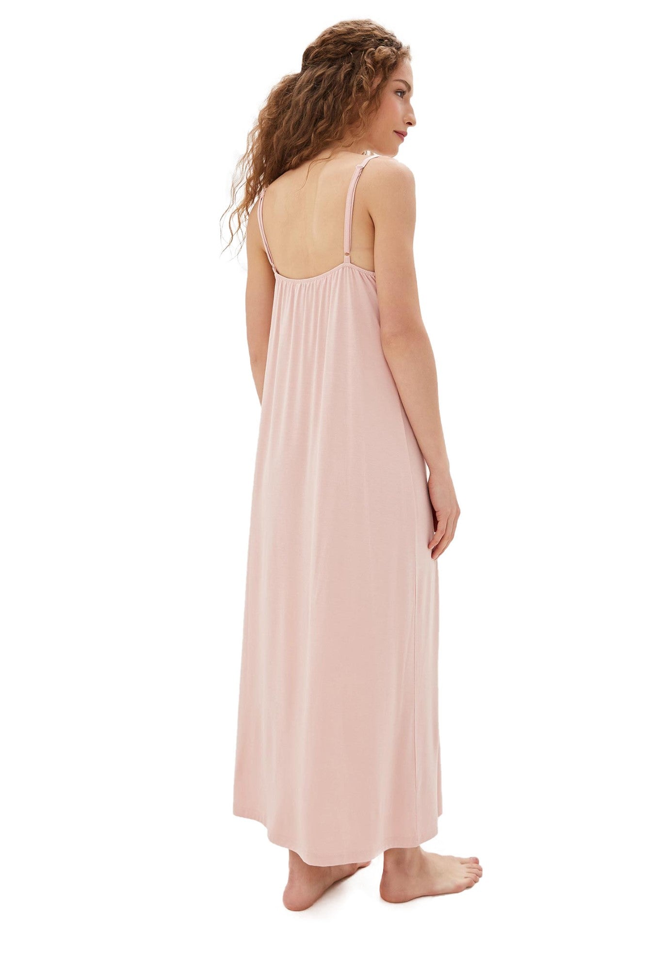 Nachtkleid aus Bambusviskose mit Spaghetti-trägern und einer wunderschönen Spitze