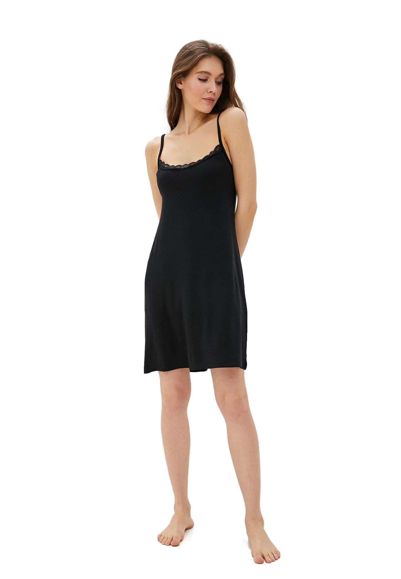 Exklusives Nachtkleid mit Spagetthi-trägern LMS-6064