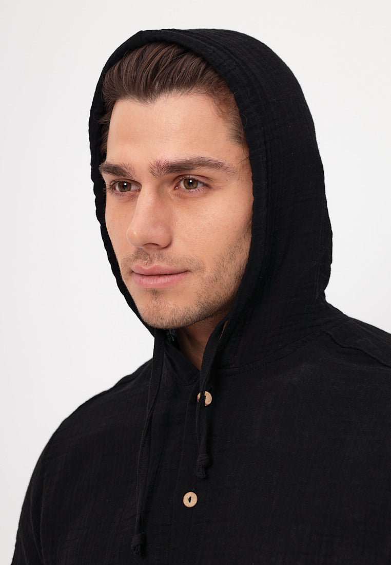 Herren Sommer und Freizeit Mode Hemd mit Kapuze aus lässige Musselin