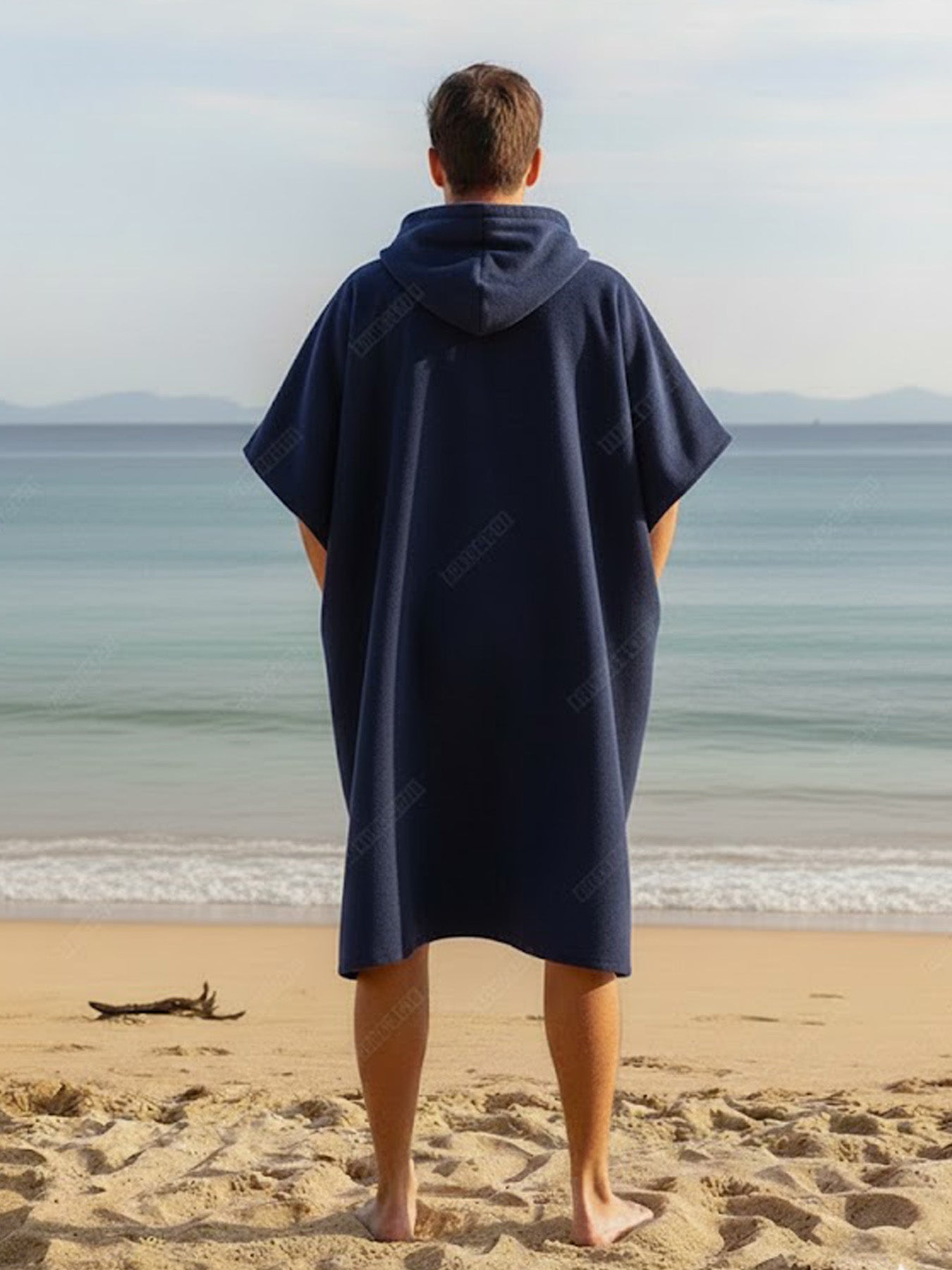 Poncho mit Kapuze aus 100% Baumwolle Frottier-Velours