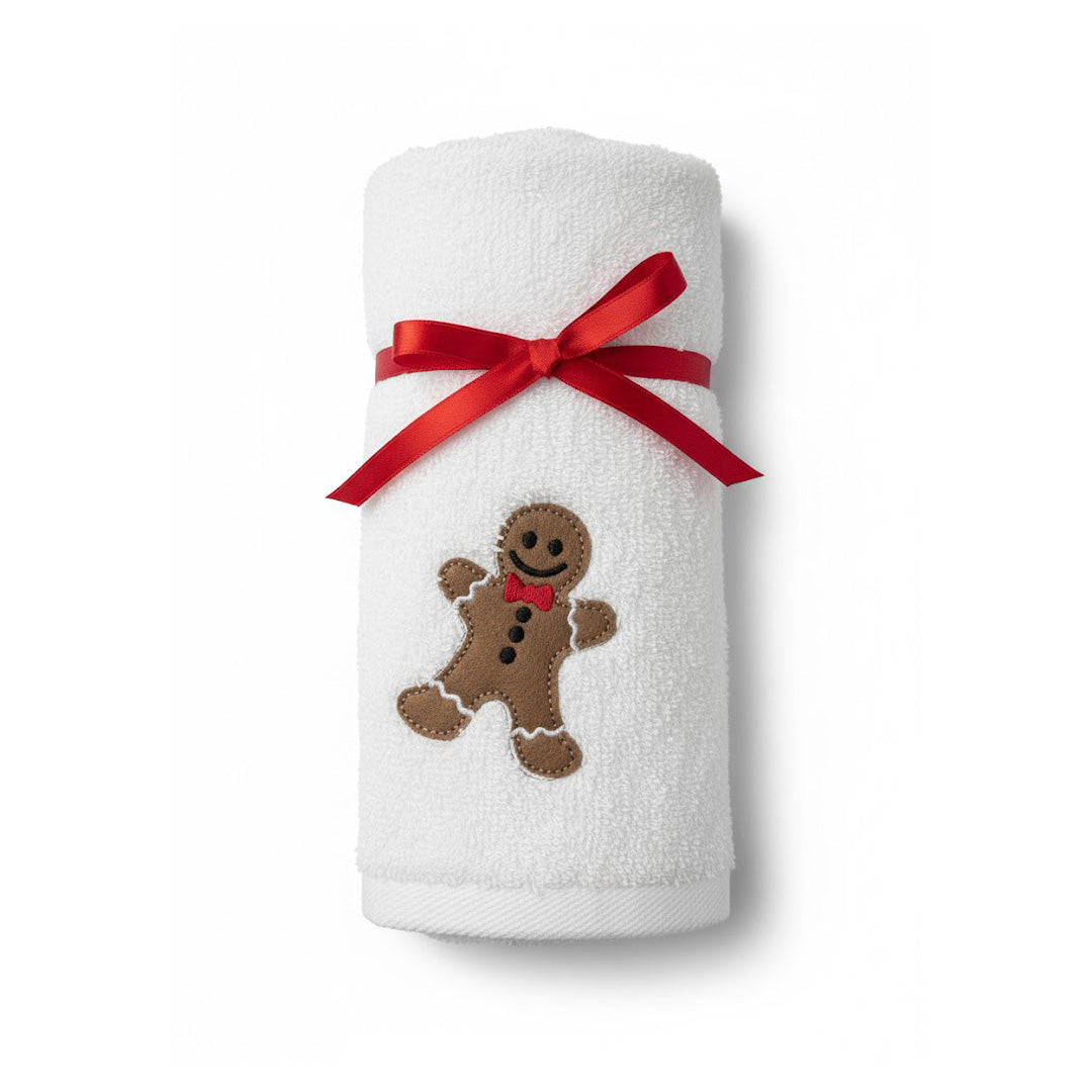 Weihnachtshandtuch - Besticktes Gästehandtuch mit Lebkuchenmuster