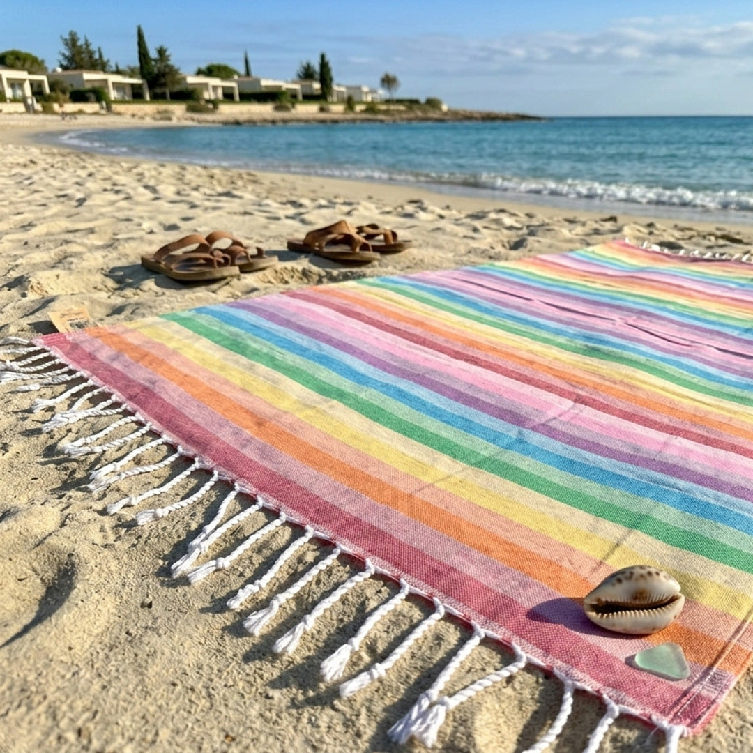 Rosa Regenbogen-Hamamtuch (Fouta) | OEKO-TEX® zertifiziert