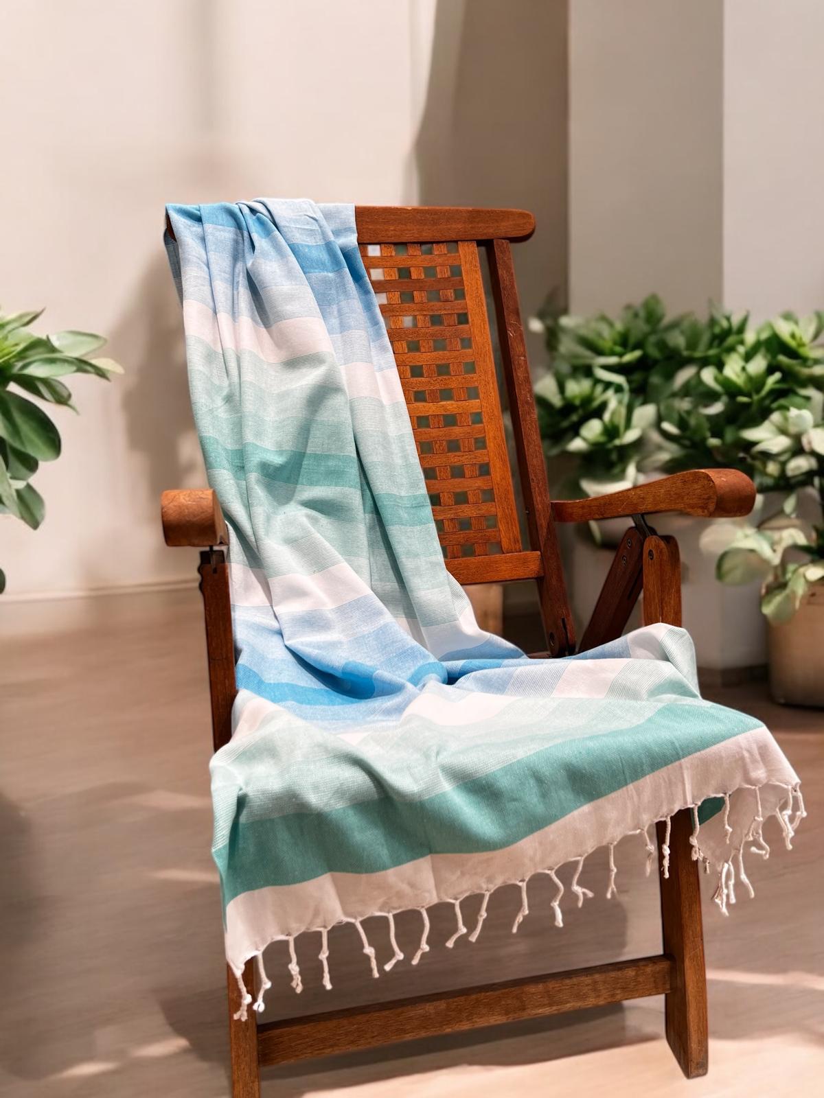 Premium Hamamtuch - Vielseitig, Nachhaltig, Saugstark & Schnelltrocknend - 100% Baumwolle - Strand, Bade, Dusch, Yoga, Spa & Reise-Tuch (90 x 170 cm) Peshtemal