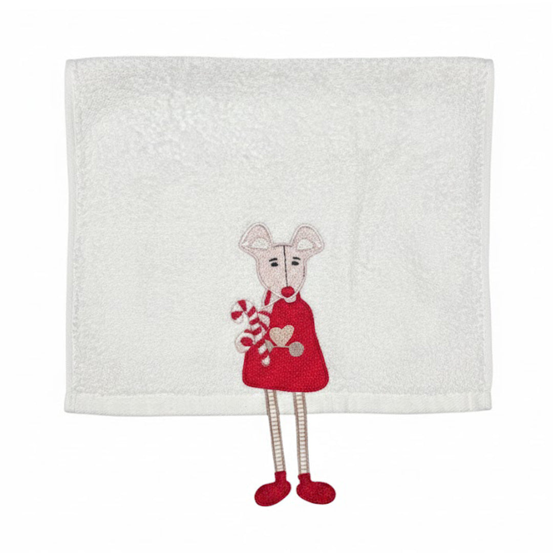 Charmantes Gästetuch für die Feiertage mit Weihnachtsmaus