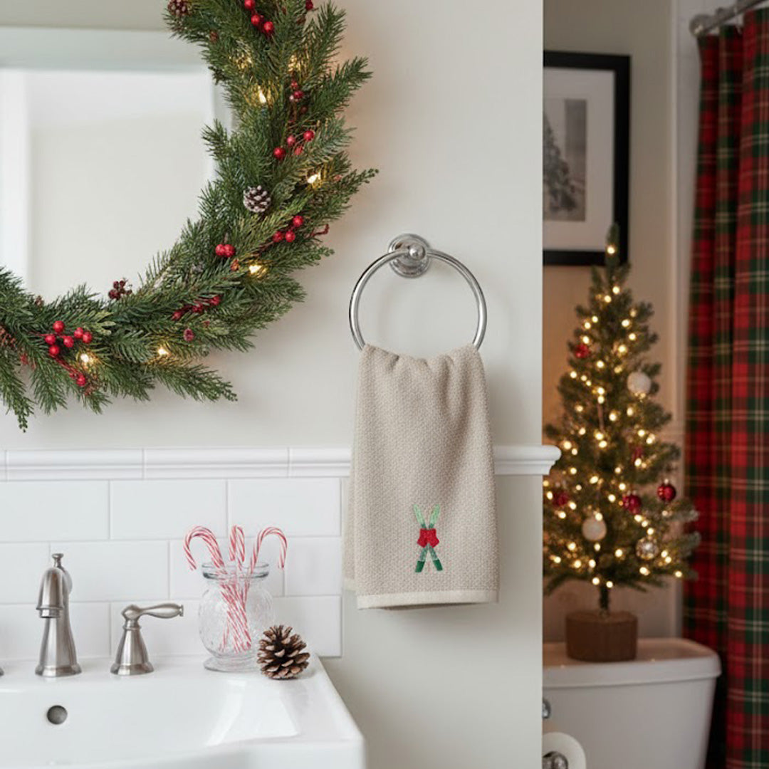 Weihnachtshandtuch – Besticktes Gästehandtuch mit Weihnachtsmotiv