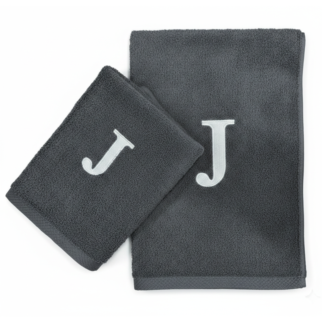 Premium Handtuch - Mit edler Stickerei Buchstabe "J" - Vielseitig, Nachhaltig, Saugstark & Schnelltrocknend - 100% Baumwolle