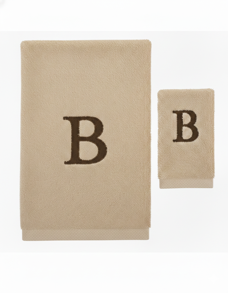 Premium Handtuch - Mit edler Stickerei Buchstabe "B" - Vielseitig, Nachhaltig, Saugstark & Schnelltrocknend