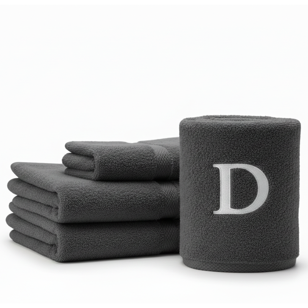 Premium Handtuch - Mit edler Stickerei Buchstabe "D" - Vielseitig, Nachhaltig, Saugstark & Schnelltrocknend
