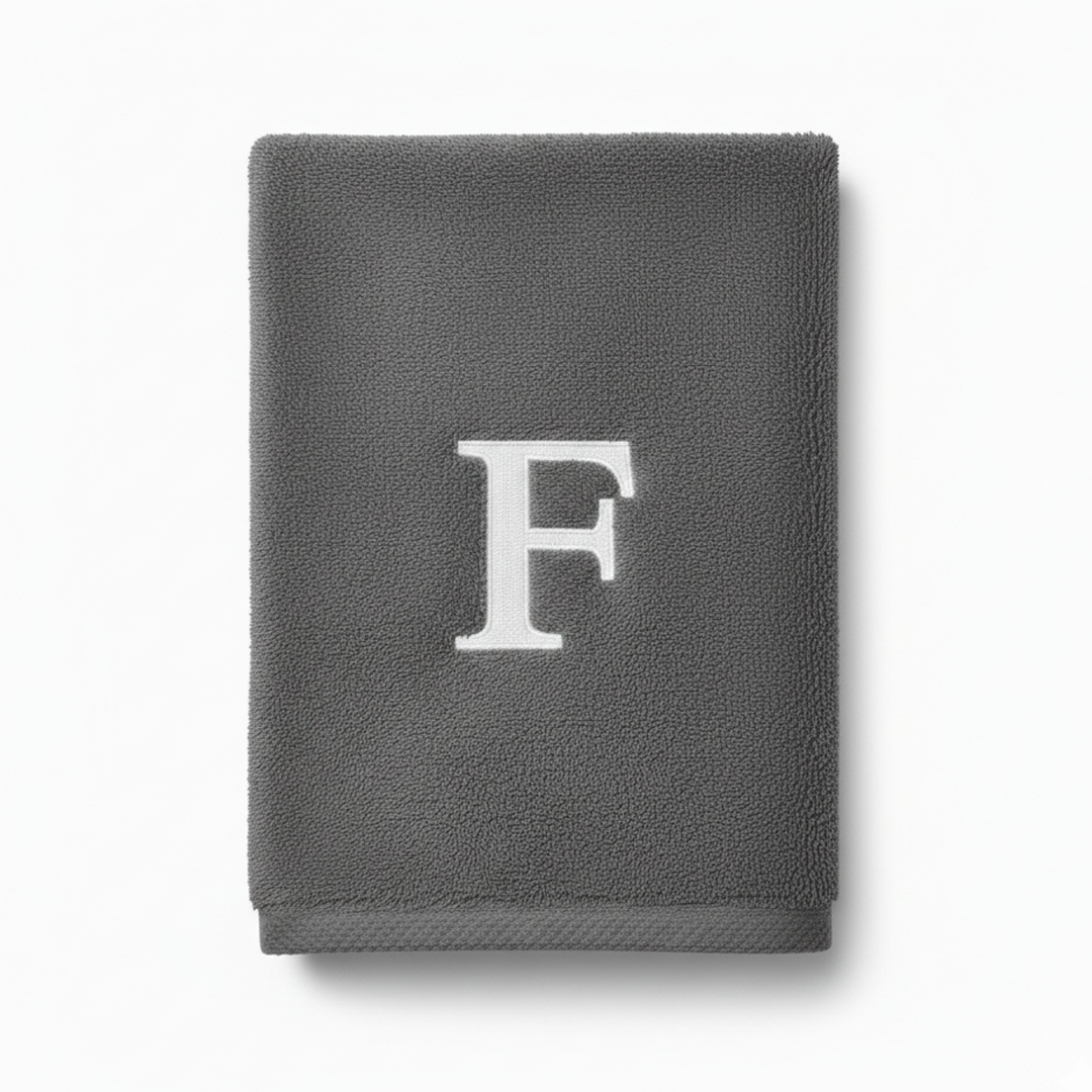 Premium Handtuch - Mit edler Stickerei Buchstabe "F" - Vielseitig, Nachhaltig, Saugstark & Schnelltrocknend