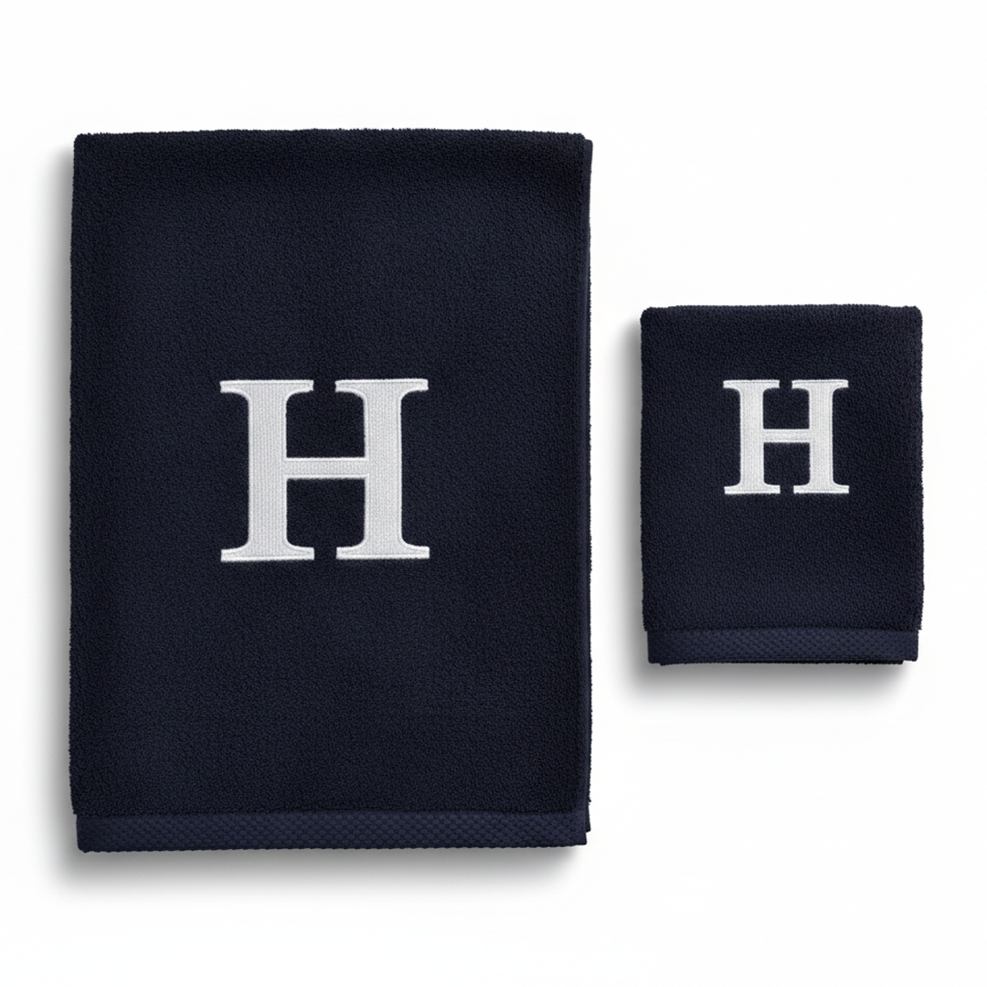 Premium Handtuch - Mit edler Stickerei Buchstabe "H" - Vielseitig, Nachhaltig, Saugstark & Schnelltrocknend