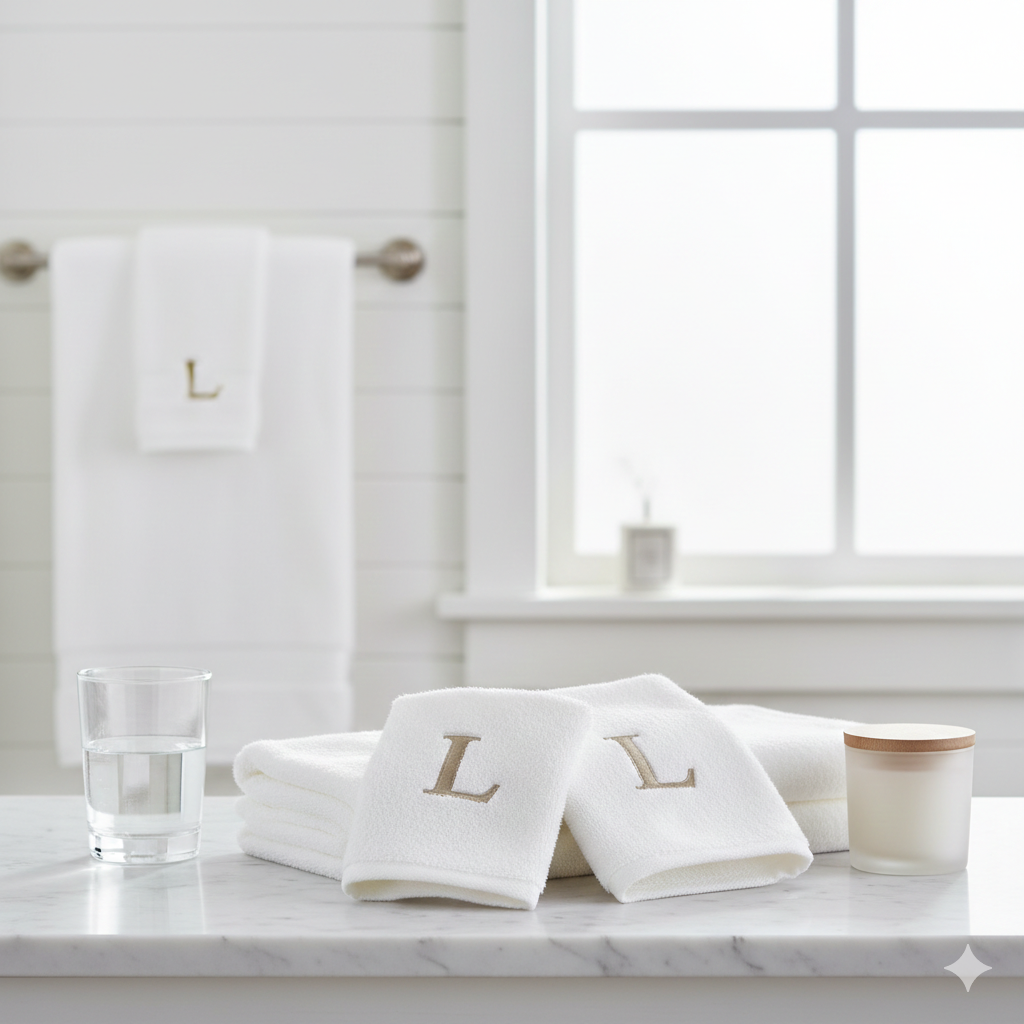 Premium Handtuch - Mit edler Stickerei Buchstabe "L" - Vielseitig, Nachhaltig, Saugstark & Schnelltrocknend - 100% Baumwolle