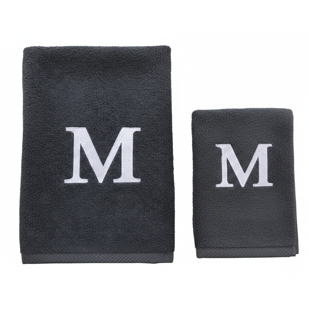 Premium Handtuch - Mit edler Stickerei Buchstabe "M" - Vielseitig, Nachhaltig, Saugstark & Schnelltrocknend - 100% Baumwolle