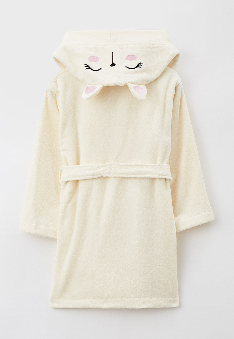 Kinder Bademantel mit Kitty-Katze Stickerei Kapuze aus Frottier LMS-6370