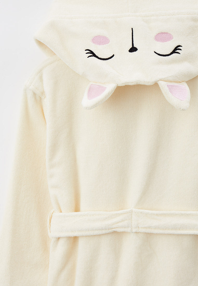 Kinder Bademantel mit Kitty-Katze Stickerei Kapuze aus Frottier LMS-6370
