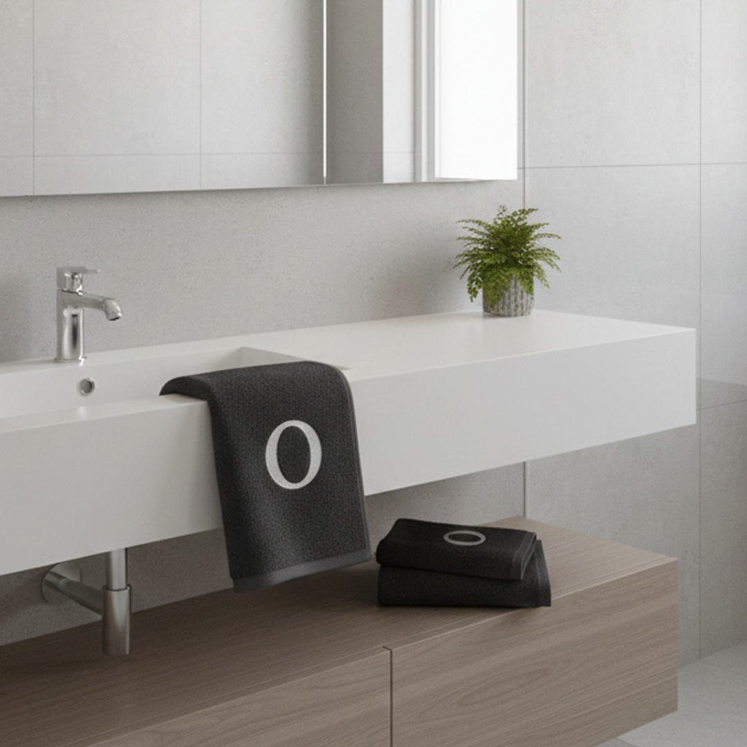 Premium Handtuch - Mit edler Stickerei Buchstabe "O"