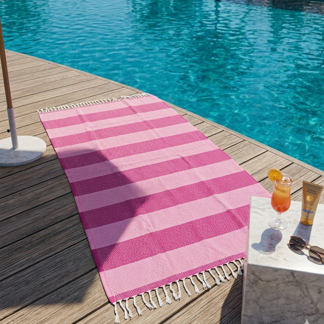 Rosa gestreiftes Bambus-Hammamtuch | OEKO-TEX® zertifiziert