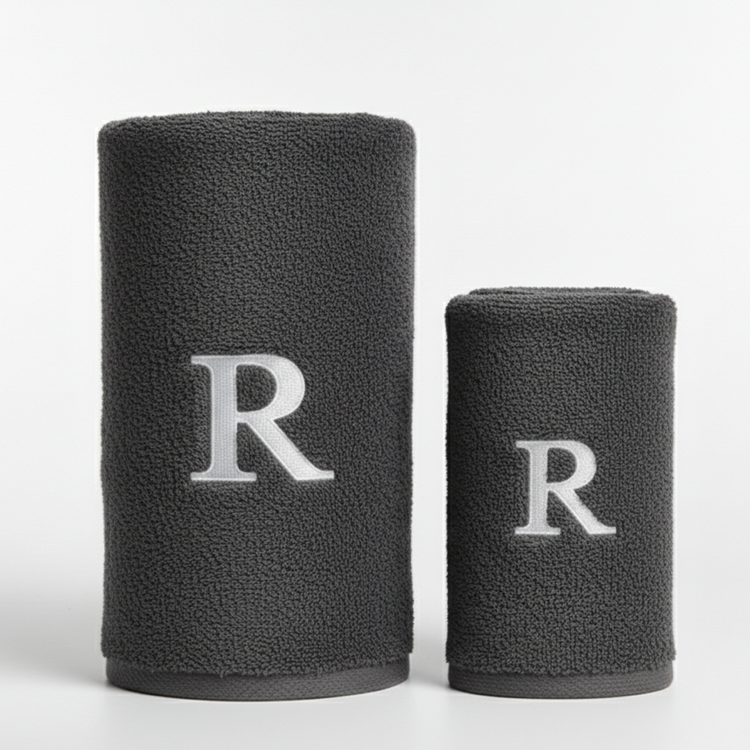 Premium Handtuch - Mit edler Stickerei Buchstabe "R" - Vielseitig, Nachhaltig, Saugstark & Schnelltrocknend (Copy)