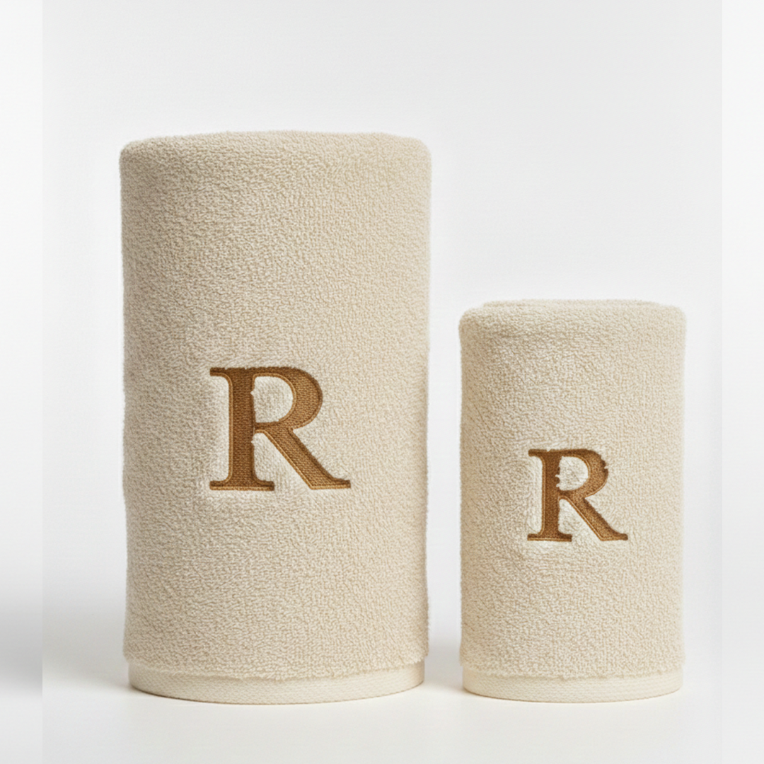 Premium Handtuch - Mit edler Stickerei Buchstabe "R" - Vielseitig, Nachhaltig, Saugstark & Schnelltrocknend (Copy) (Copy)