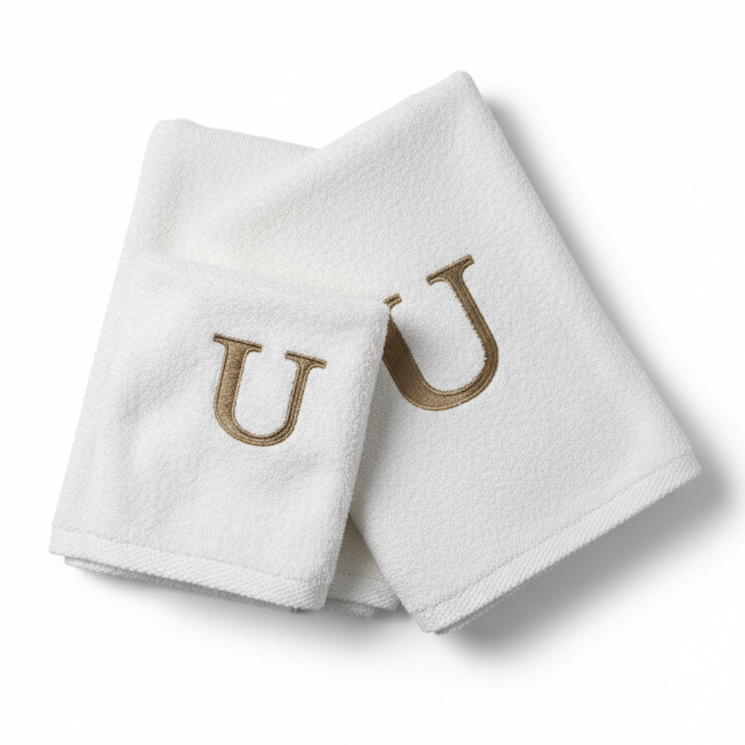 Premium Handtuch - Mit edler Stickerei Buchstabe "U" - 100% Baumwolle | OEKO-TEX® zertifiziert