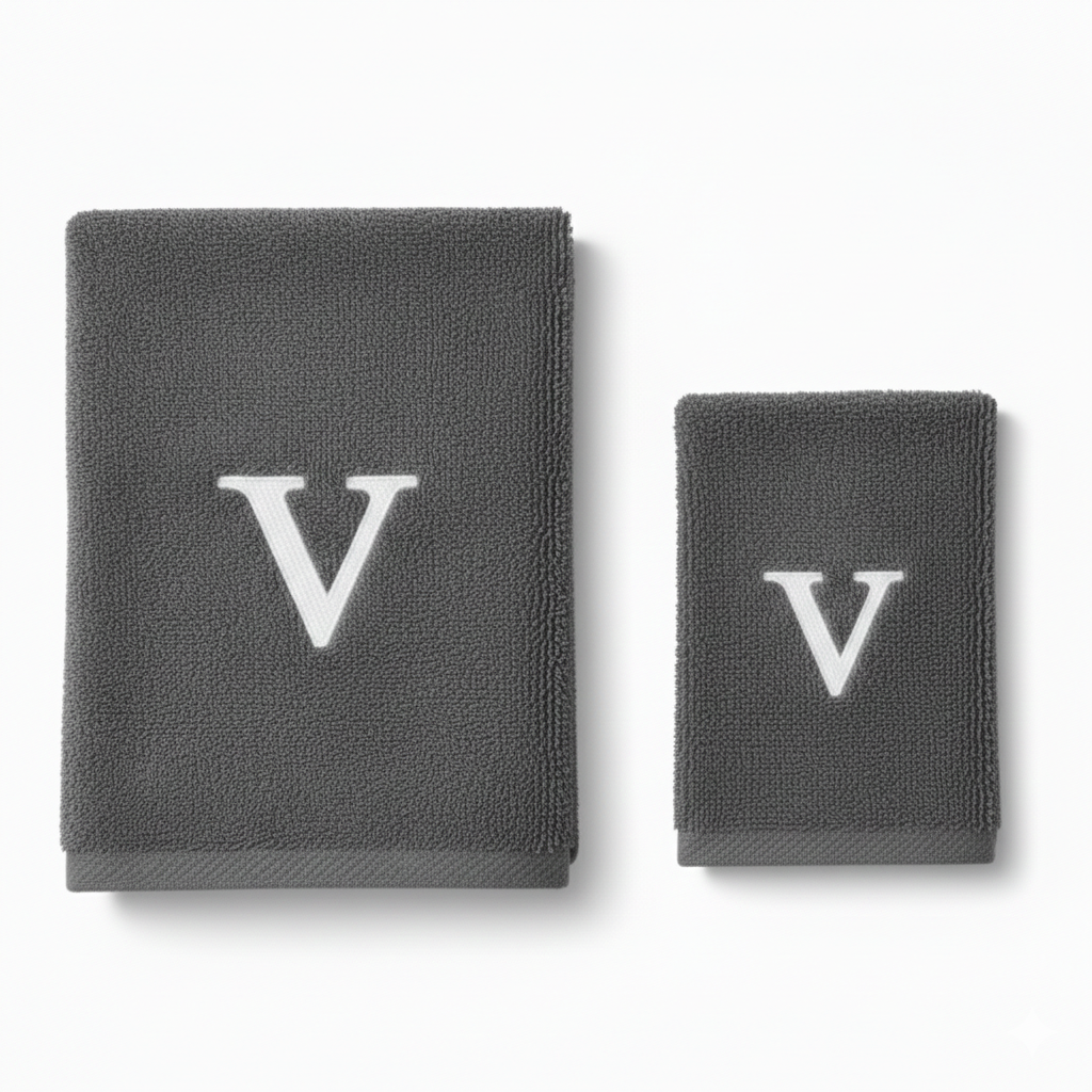 Premium Handtuch - Mit edler Stickerei Buchstabe "V" - Vielseitig, Nachhaltig, Saugstark & Schnelltrocknend - 100% Baumwolle (Copy)