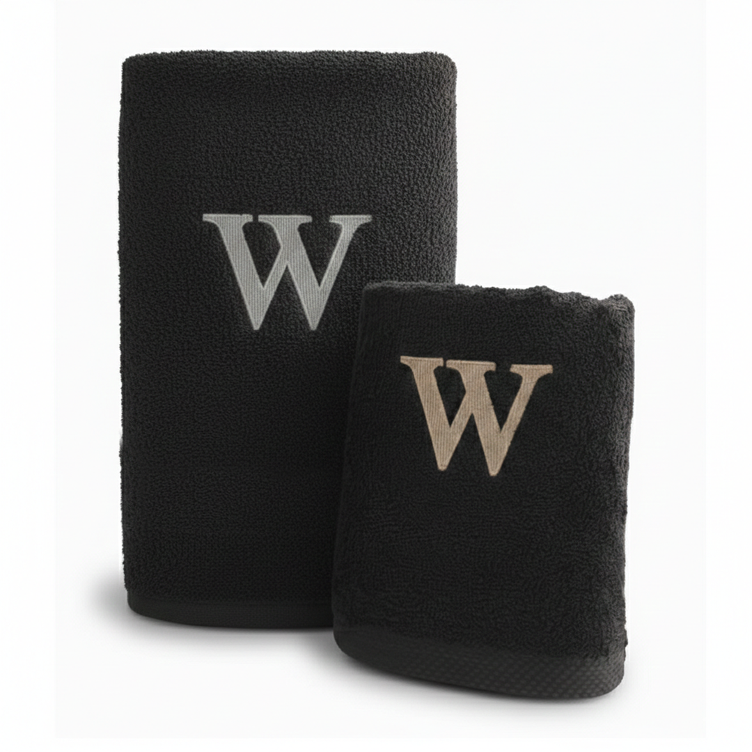 Premium Handtuch - Mit edler Stickerei Buchstabe "W" - Vielseitig, Nachhaltig, Saugstark & Schnelltrocknend - 100% Baumwolle
