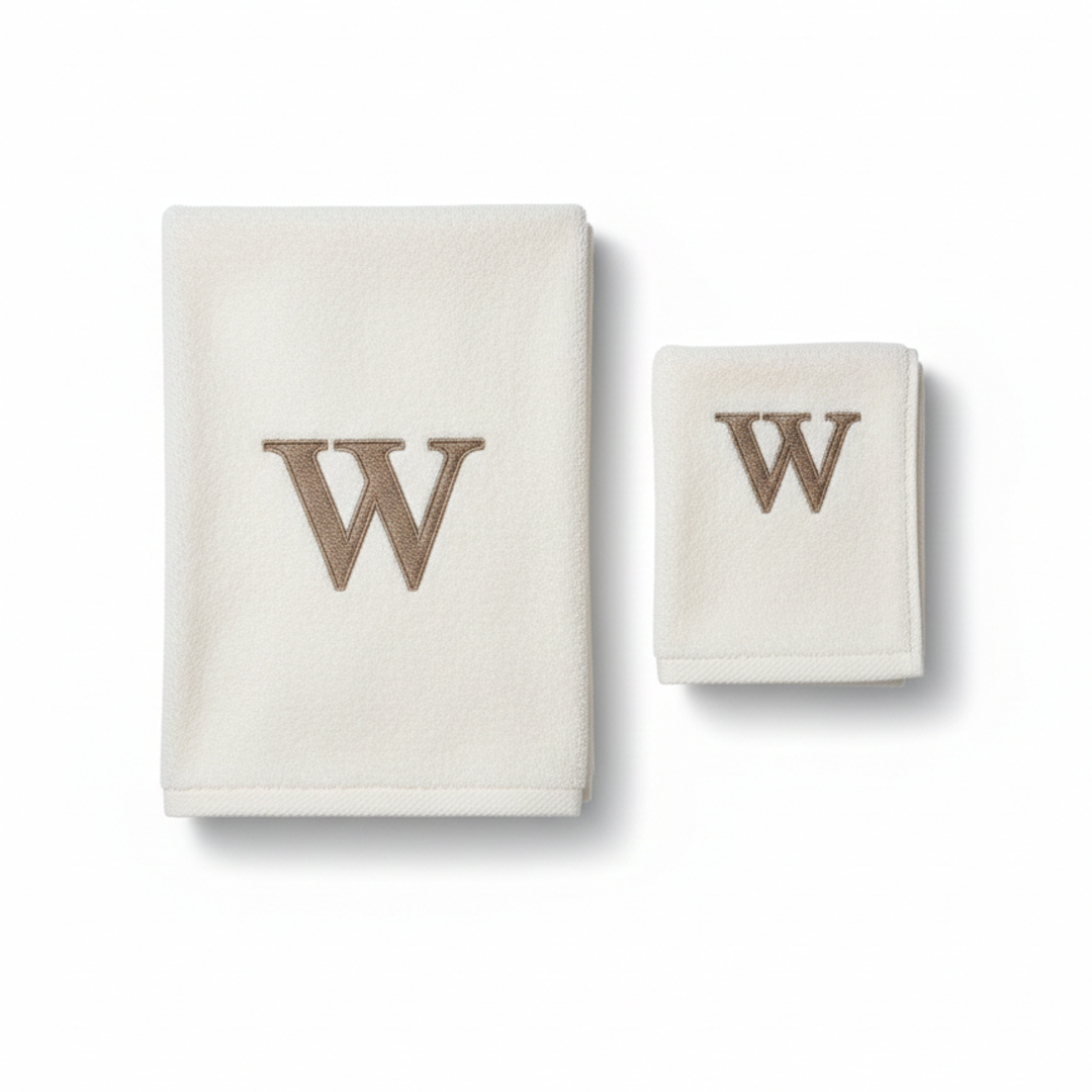 Premium Handtuch - Mit edler Stickerei Buchstabe "W" - Vielseitig, Nachhaltig, Saugstark & Schnelltrocknend - 100% Baumwolle