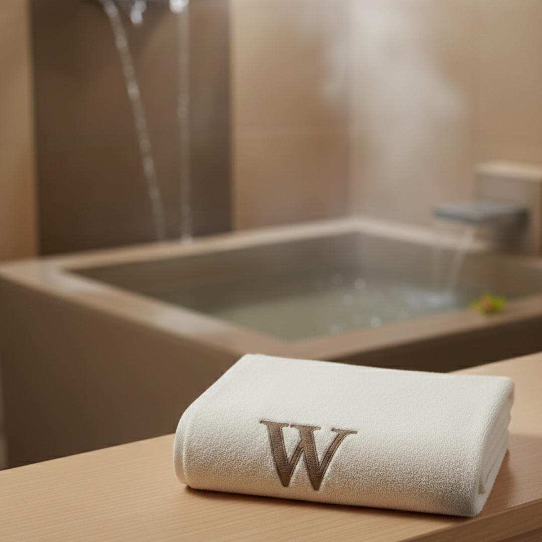 Premium Handtuch - Mit edler Stickerei Buchstabe "W" - Vielseitig, Nachhaltig, Saugstark & Schnelltrocknend - 100% Baumwolle