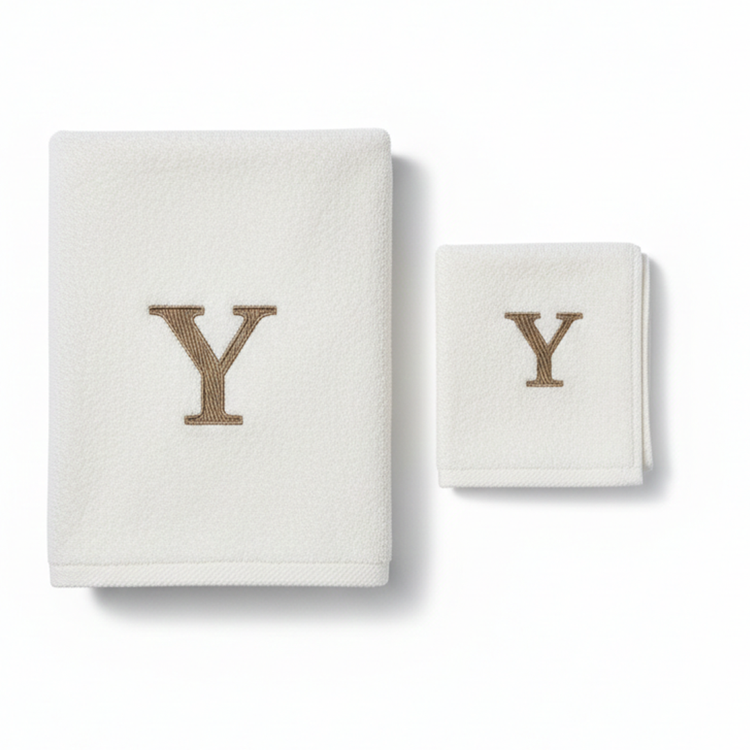 Premium Handtuch - Mit edler Stickerei Buchstabe "Y" - Vielseitig, Nachhaltig, Saugstark & Schnelltrocknend - 100% Baumwolle
