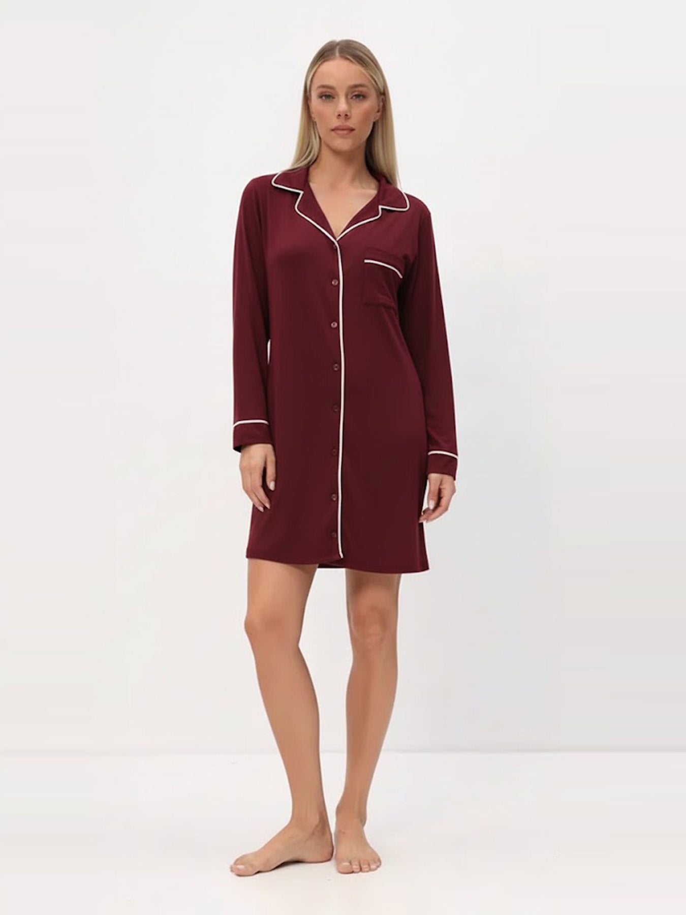 Damen-Nachthemd mit Hemdkragen