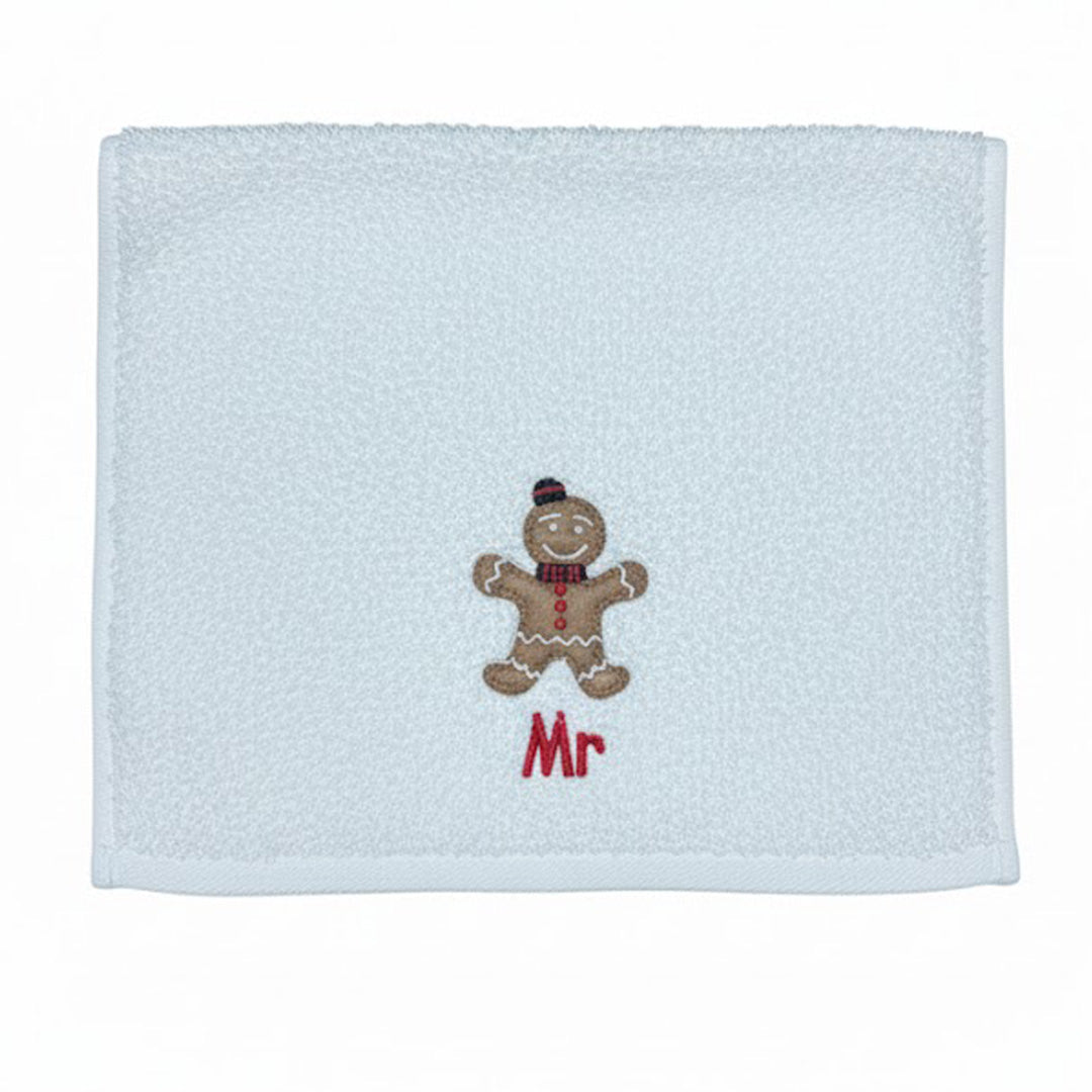 Weihnachtshandtuch - Besticktes Gästehandtuch mit Lebkuchenmuster