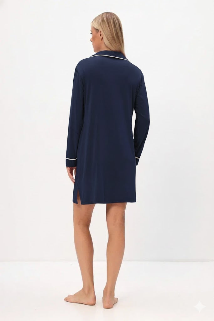 Damen-Nachthemd mit Hemdkragen