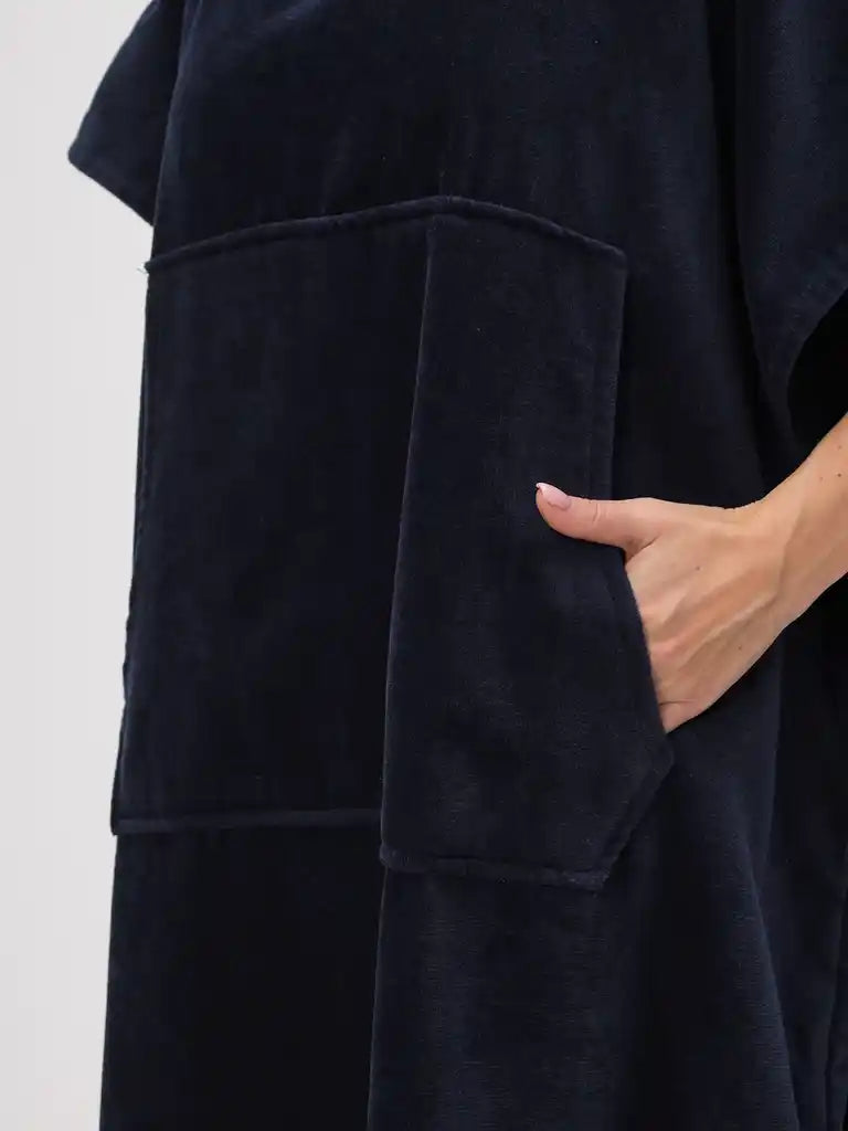 Men's poncho with hood made of 100% cotton