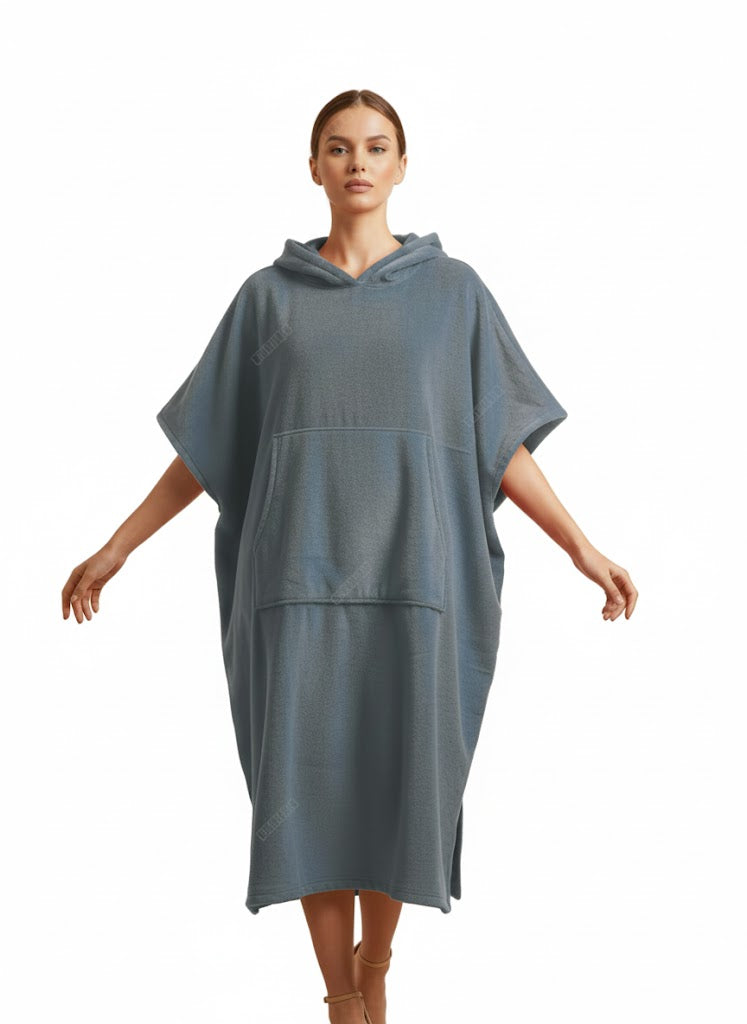 Men's poncho with hood made of 100% cotton
