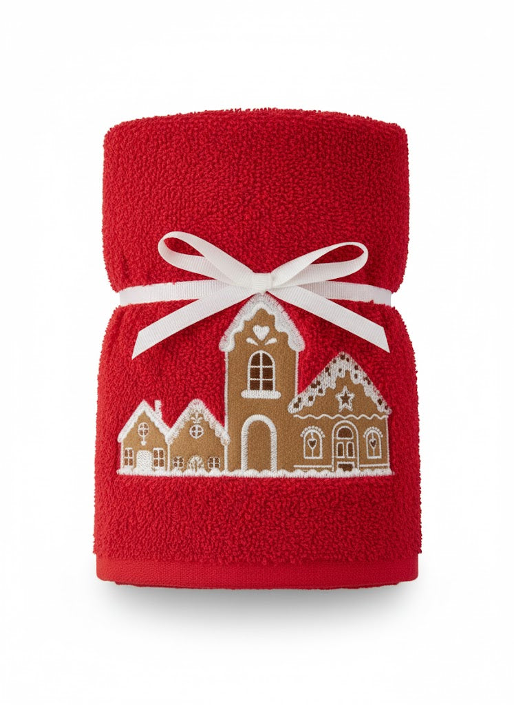 Festliches Lebkuchenhaus-Handtuch