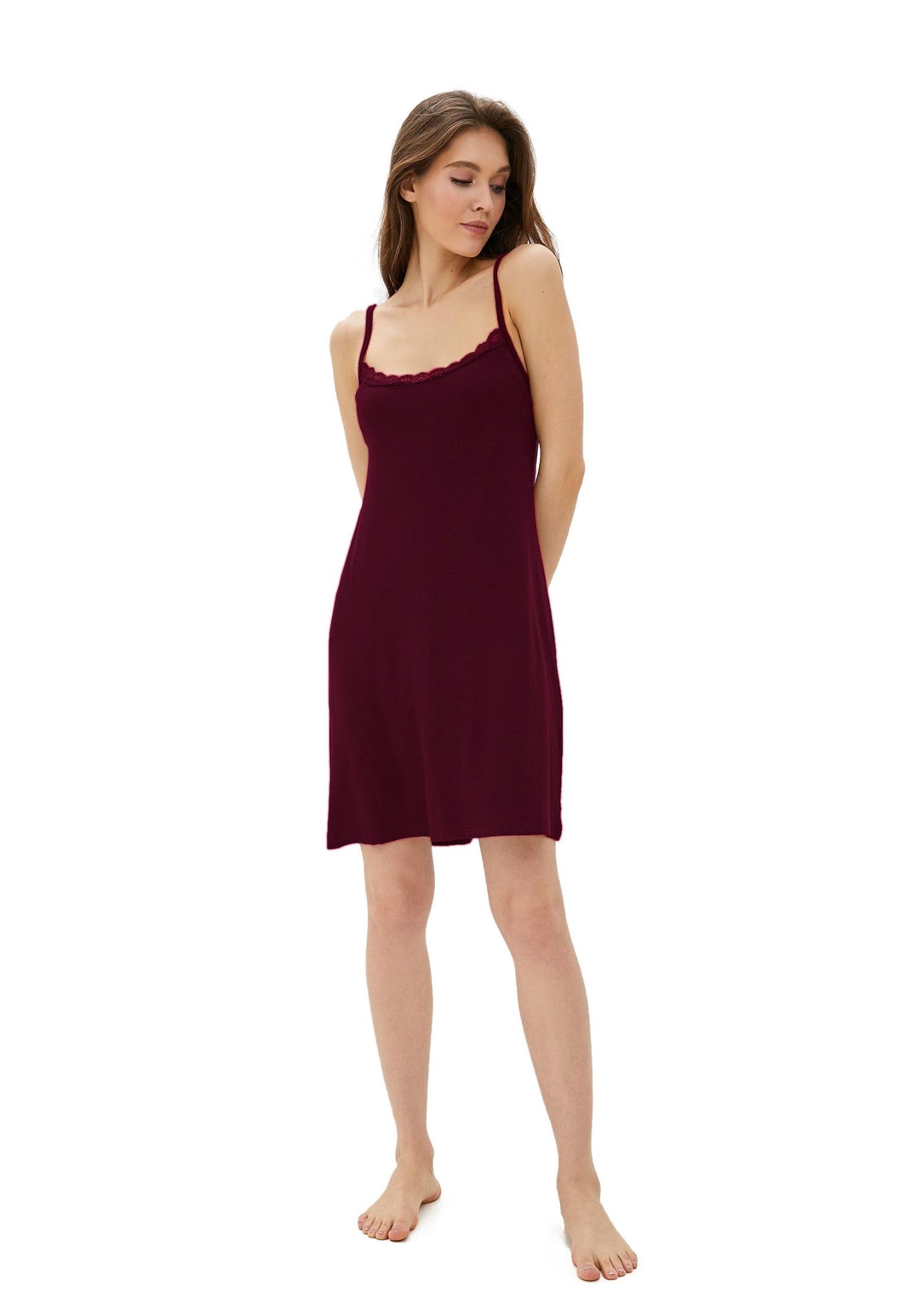 Exklusives Nachtkleid mit Spagetthi-trägern LMS-6064