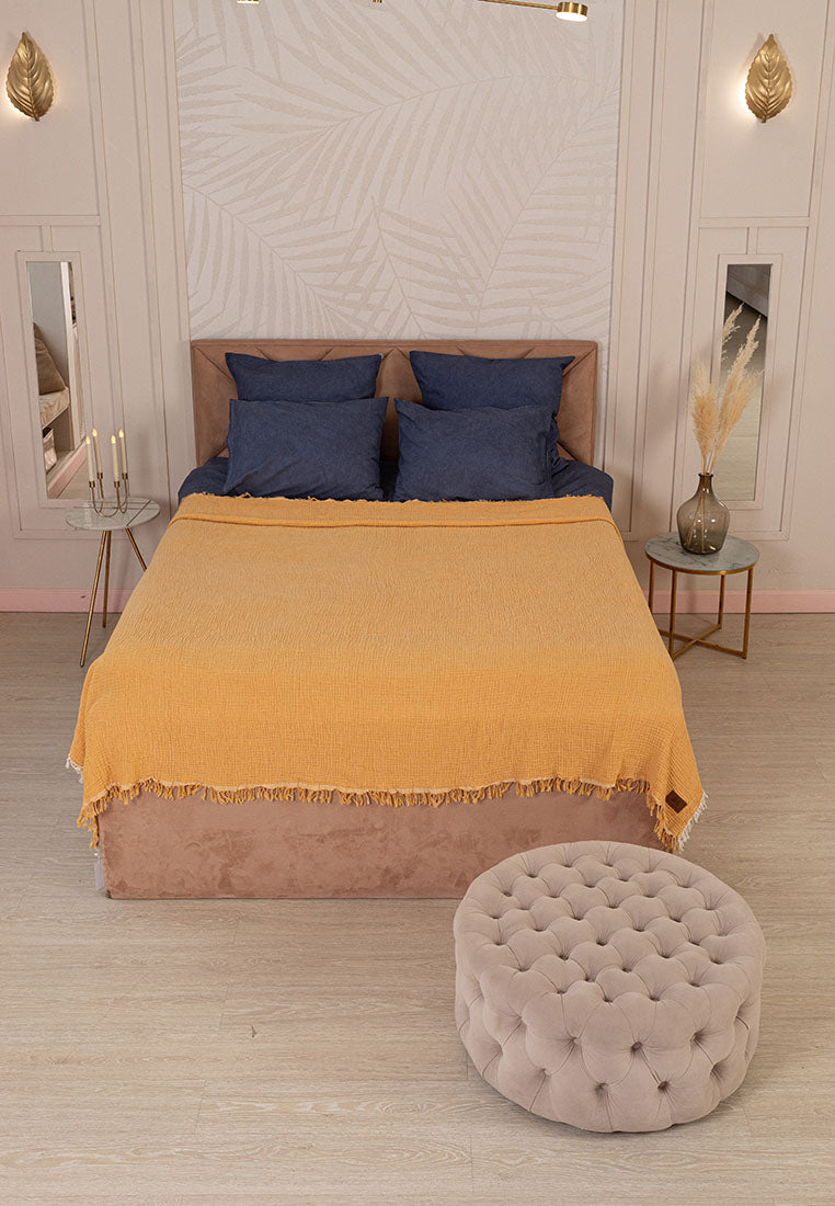 Premium Musselin Tagesdecke 240x260 cm - 100% Baumwolle - extraweiche Baumwolldecke als Kuscheldecke, Bett-Überwurf, Sofa-Überwurf, Couch-Überwurf - warme Sofa-Decke