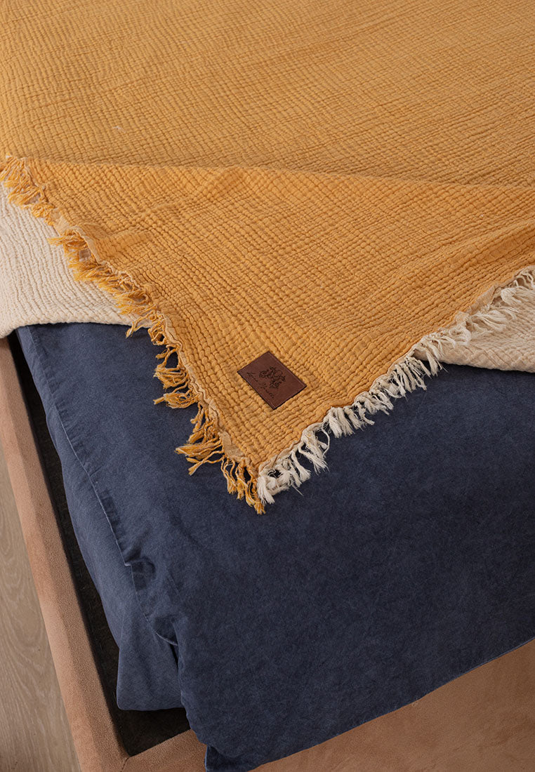 Premium Musselin Tagesdecke 240x260 cm - 100% Baumwolle - extraweiche Baumwolldecke als Kuscheldecke, Bett-Überwurf, Sofa-Überwurf, Couch-Überwurf - warme Sofa-Decke