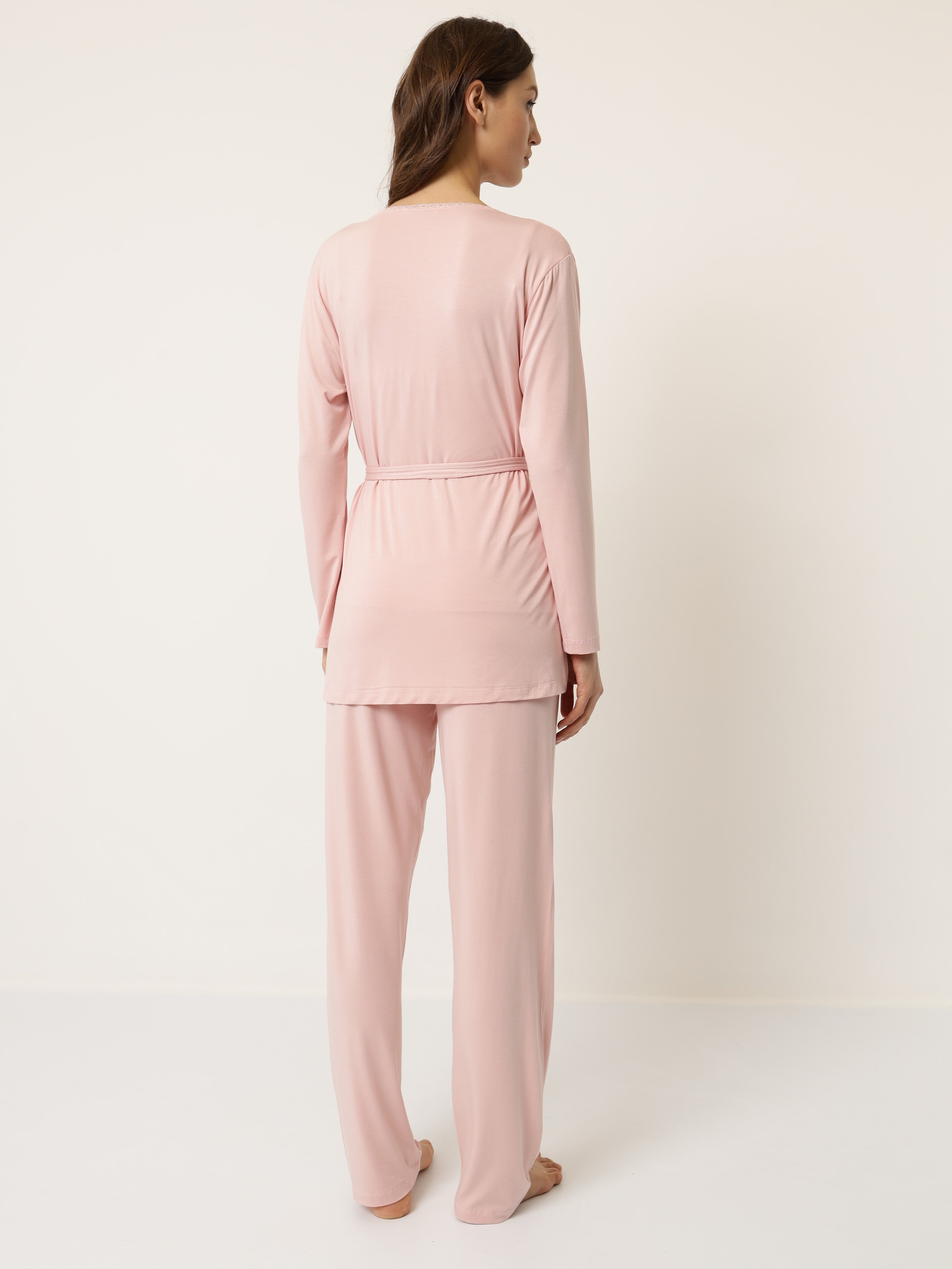 Damen Pyjama Set mit Morgenmantel aus Bambus viskose