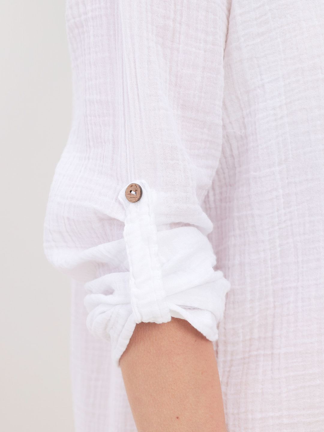 Damen Sommer Mode Hemd aus lässige Musselin Freizeit LMS-6453 White