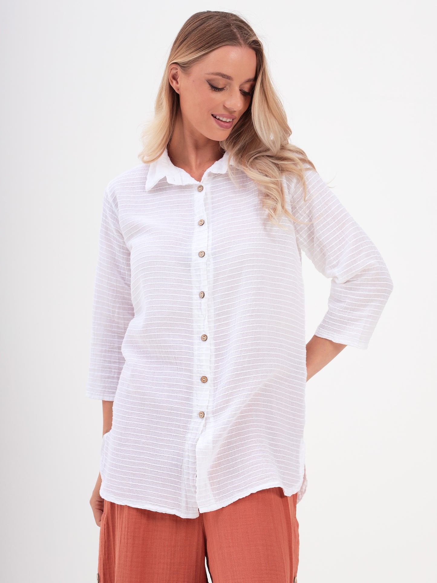 Women's Summer Fashion Casual Ladies Shirt Long