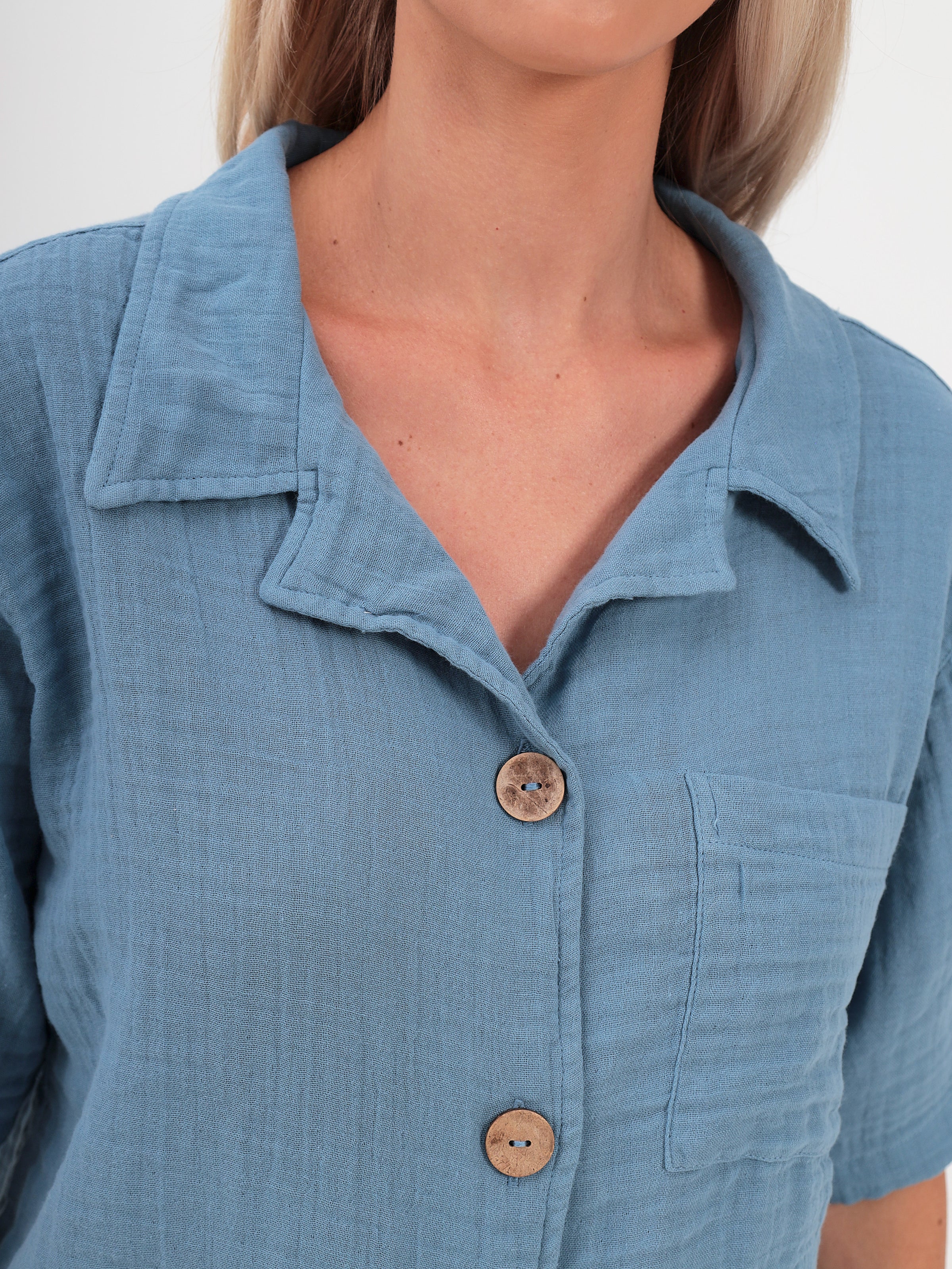 Damen Sommer Mode T-Shirt und Short Hosen Set aus lässige Musselin mit Kordelzug Freizeit Shorts