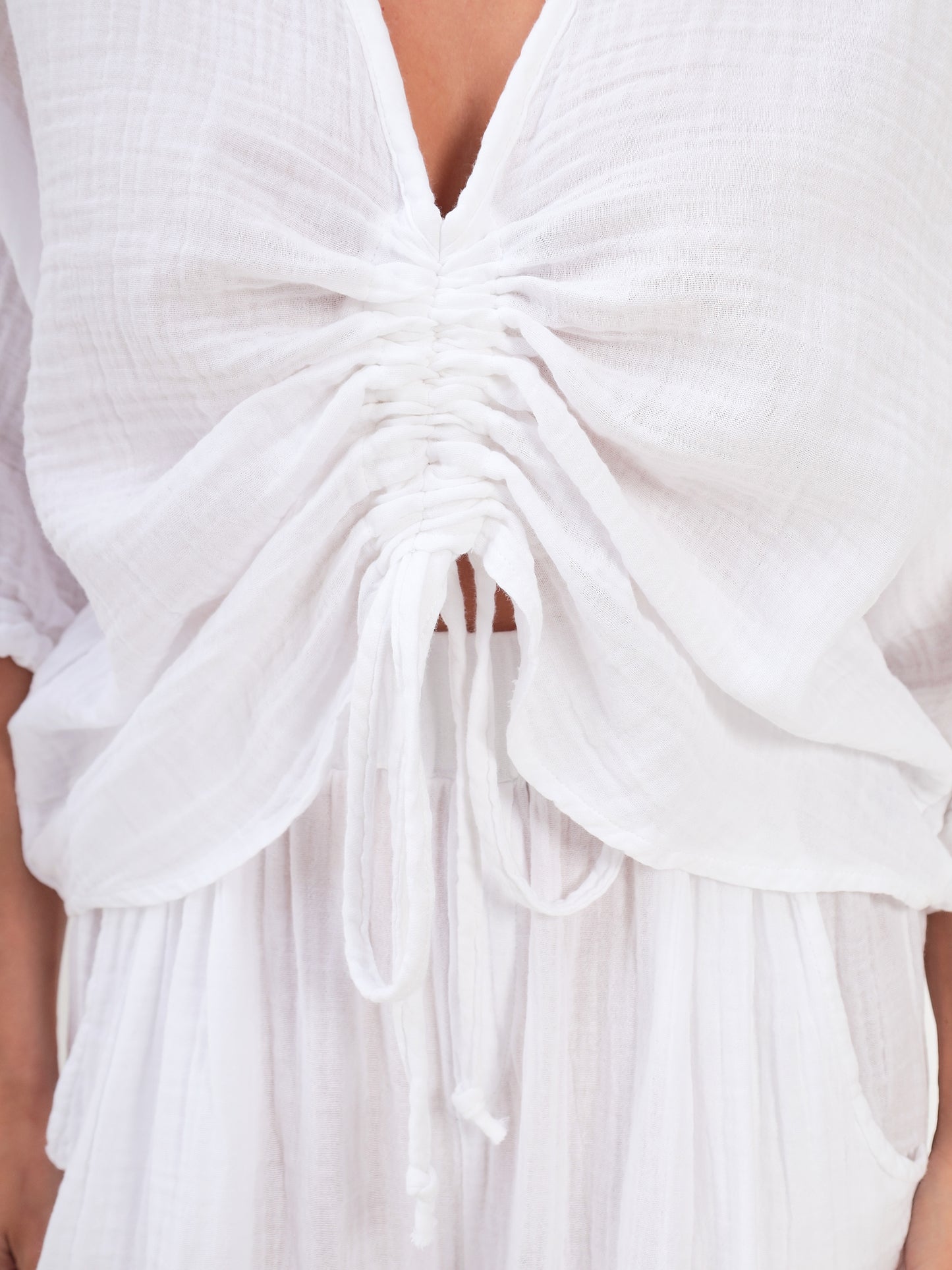 Damen Sommer und Freizeit Mode - Hose und Top aus lässige Musselin