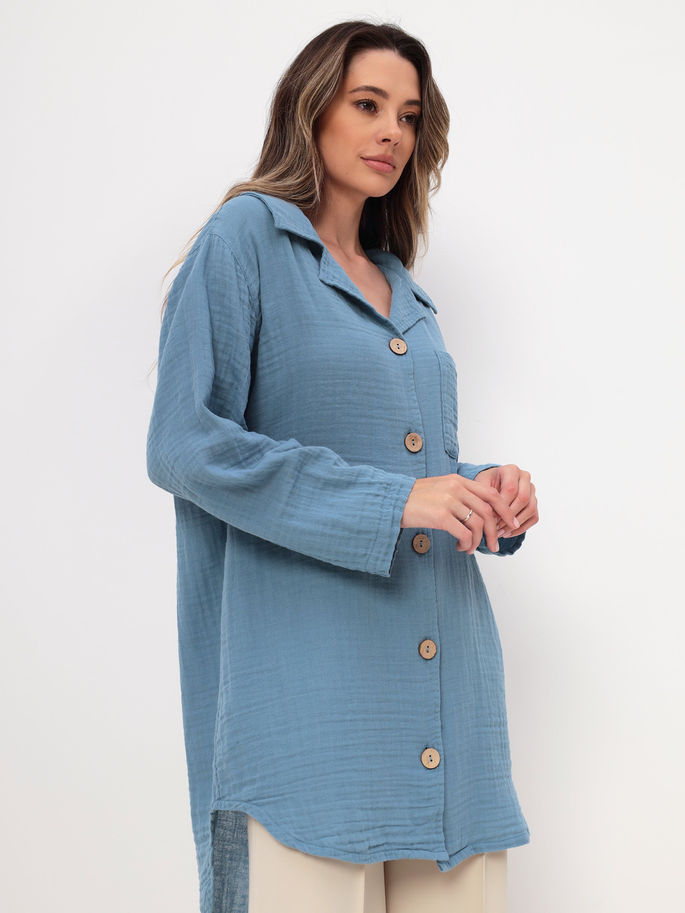 Damen Sommer und Freizeit Mode Hemd aus lässige Musselin