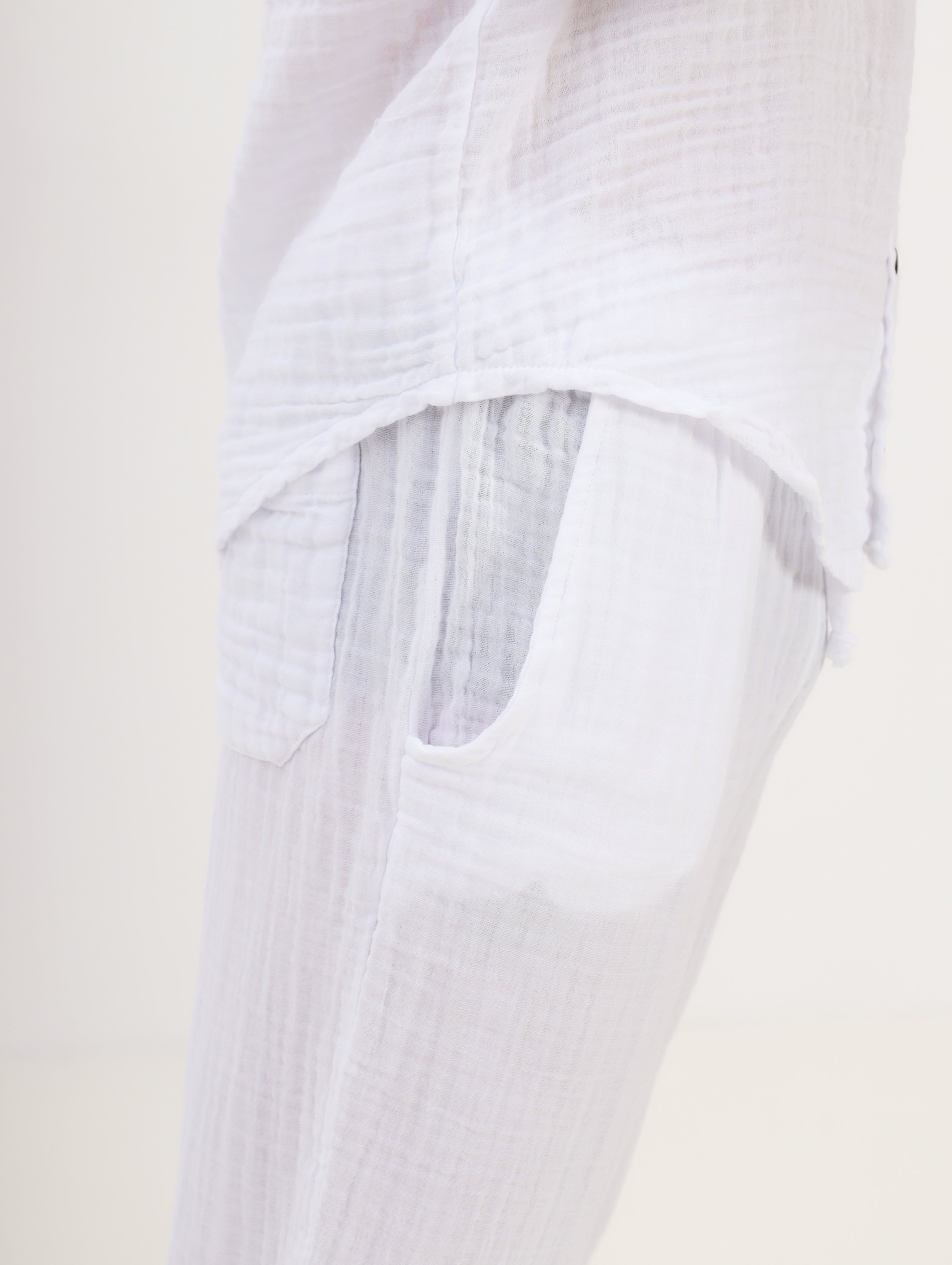 Herren Sommer und Freizeit Mode - Shirt Hemd mit Kapuze und lange Hose mit Kordelzug aus lässige Musselin