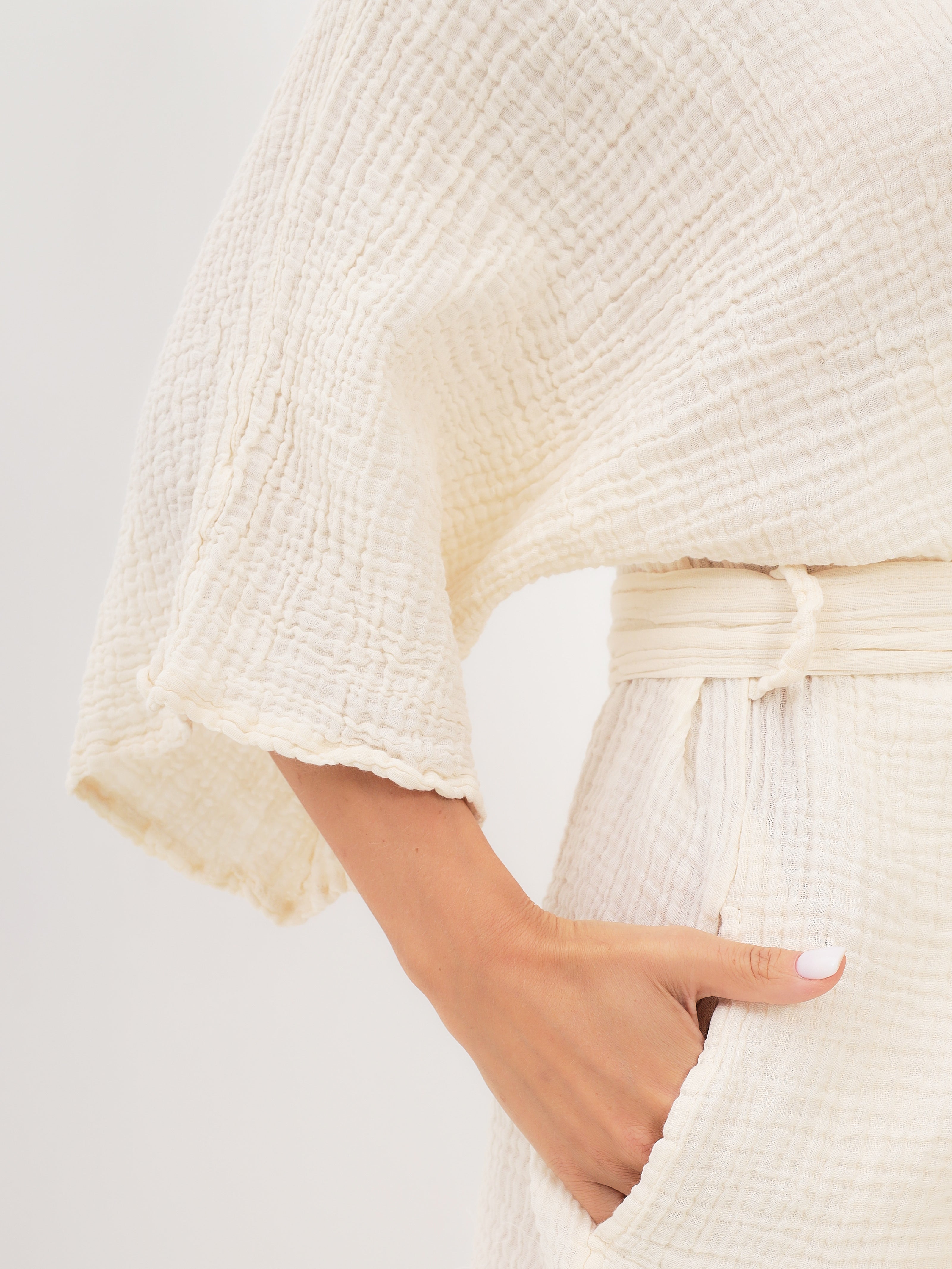 Damen Morgenmantel aus Musselin