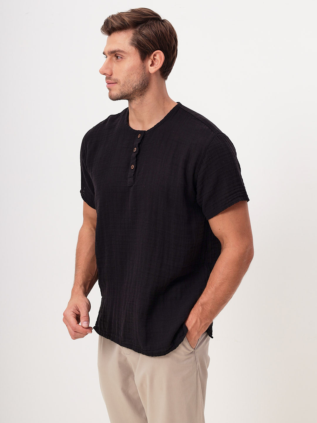 Herren Sommer und Freizeit Mode T-Shirt aus lässige Musselin