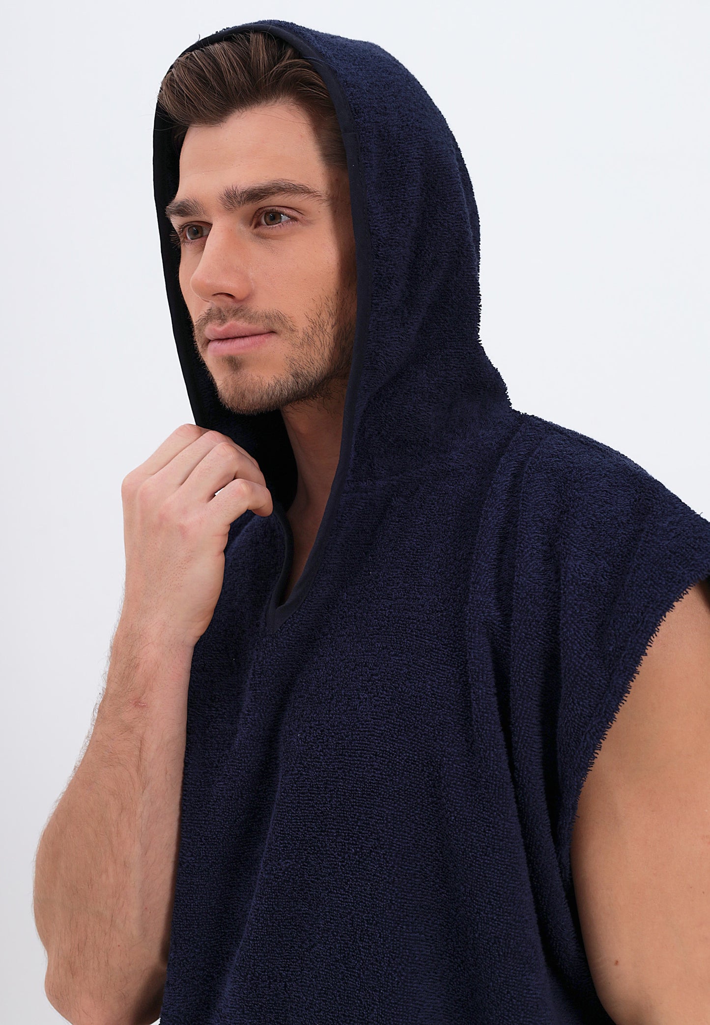 Herren Poncho mit Kapuze aus 100% Baumwolle