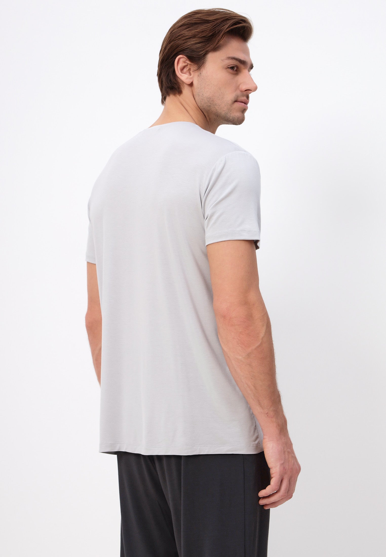 Herren Pijama Set aus Bambusviskose mit langer Hose und Oberteil mit kurzen Ärmeln