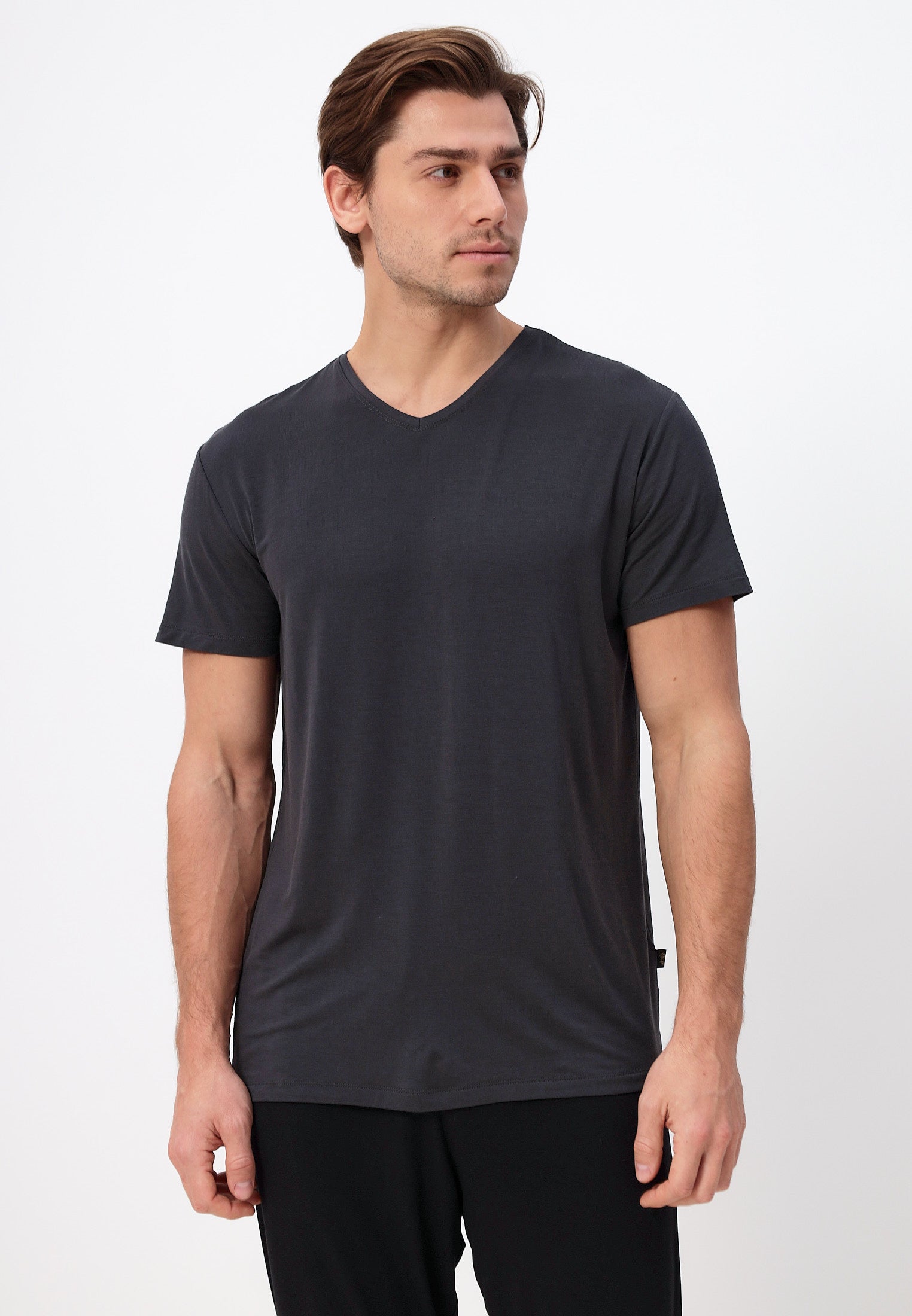 Herren Pijama Set aus Bambusviskose mit langer Hose und Oberteil mit kurzen Ärmeln